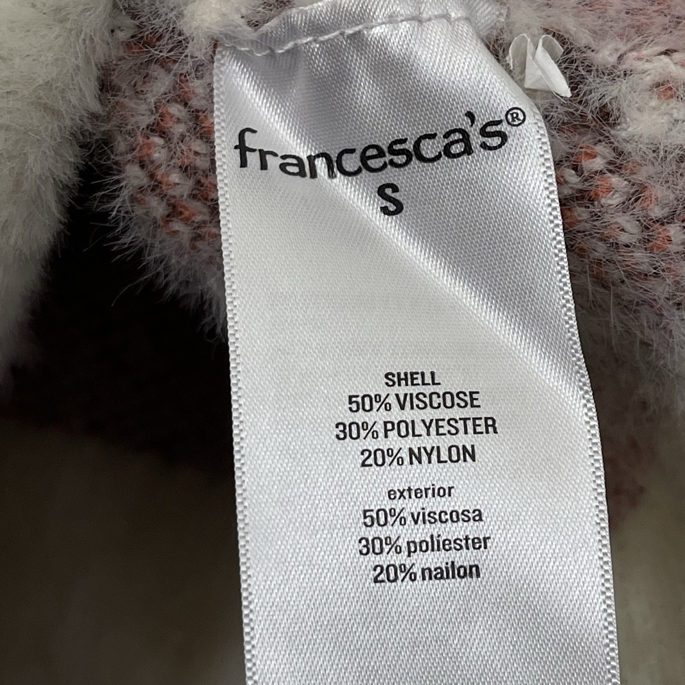 Francesca's Oversized Cropped Plaid Cardigan Fuzzy Cozy Academia Y2K Size S‎ - Picture 6 of 6
